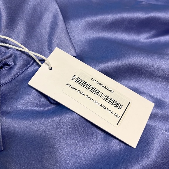 Reformation Samara Satin Shirt in Jacaranda - Picture 11 of 12